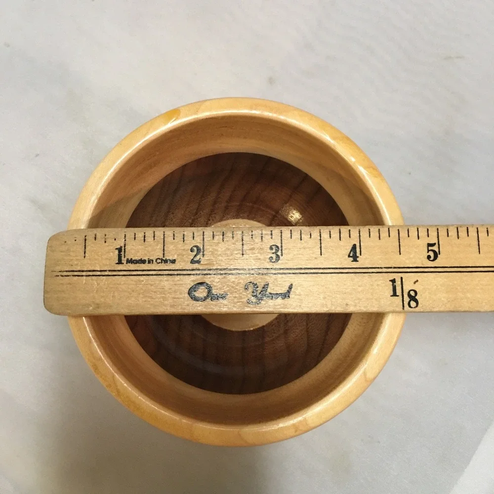 Hand Turned Wood Bowl Unisex Small Tan Brown Two Tone Cottagecore Farmhouse
